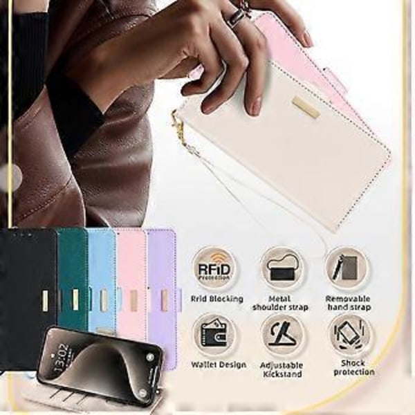 Plånboksfodral för LG K52 RFID-skydd PU-läder Crossbody Telefonväska Style B