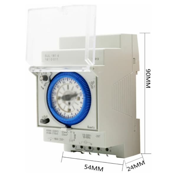 3 stk. Analog timer med synkronmotor og daglig program, t