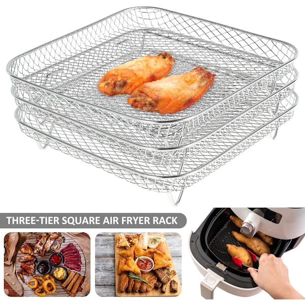 (Firkantet) Frituregryde Racks 3 Lags Stakbare Dehydrator Racks Plet