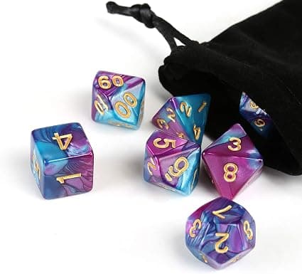 7 polyhedrala tärningar för Dungeons and Dragons Tabletop Rollspel