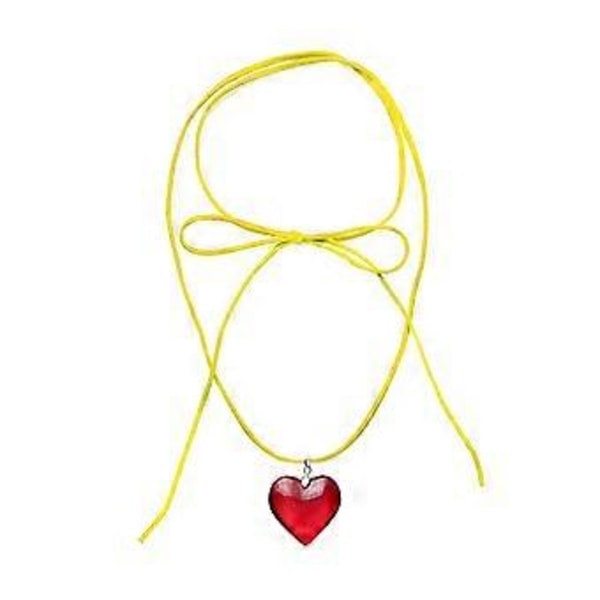 Sydänriipus Charm Choker Kaulakoru Ketju Kaulakorut Säädettävä Pitkä Ketju Trendi Korut Ystävänpäivälahja Naisille Tytöille Red yellow