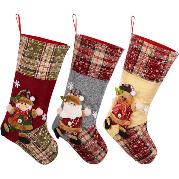 3-pack Julstrumpor Julklappspåsar Godispåsar Bedsi
