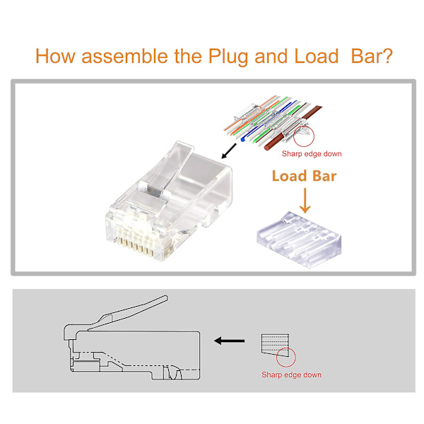10-pakning kontakt krystall 8p8c Utp nettverk Rj45 modulær plugg