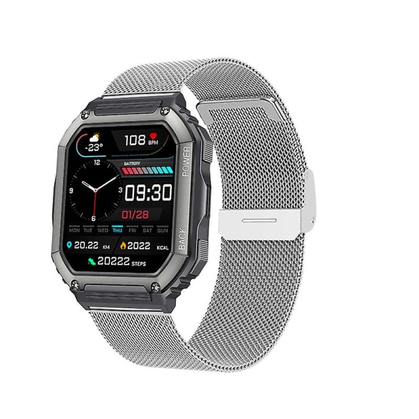 Kr06 Smart Watch Outdoor 1.8ips Pulsmåler Sports Fitness Smart Armbåndsur（Silver Steel）