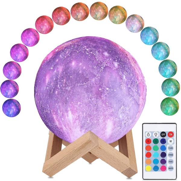 3d Moon Lamp,16 Colors Led Moon Light 15cm Diameter,  Cosmic Starry Night Lamp With Remote Control