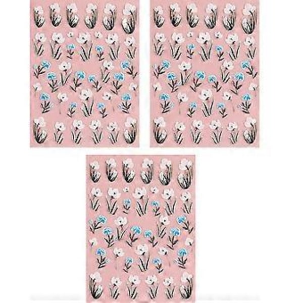 3 st Nagelstickers 5d Fin Präglad Nagelmaterial Självhäftande Nageldekoration