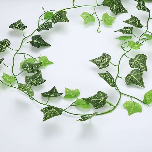 200cm 12stk Grøn Silke Kunstig Hængende Vedbend Blad Girlande Planter Vinstok Kunstig Løvværk Krybende Grønne Vindrueblade Hjemme Dekoration