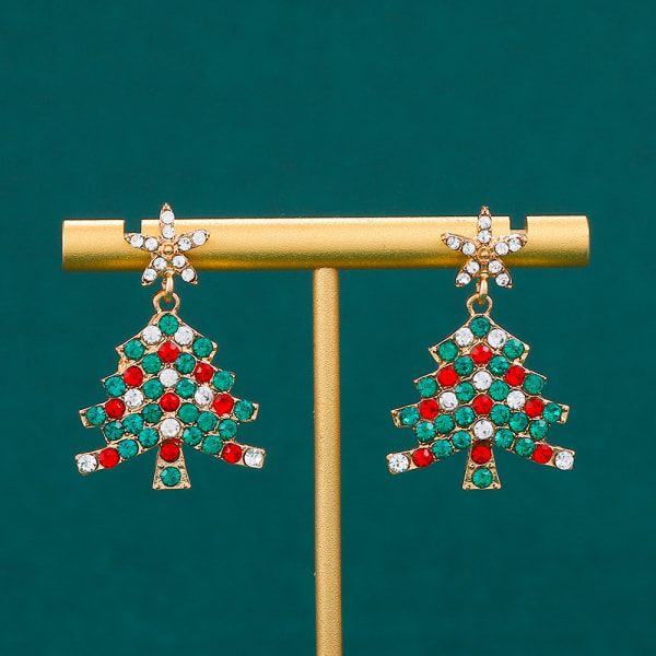 Christmas Tree Earrings Zircon Snowflake Earrings Rhinestone