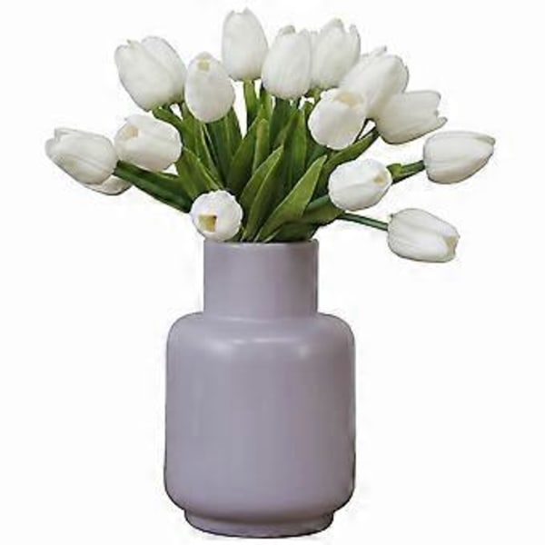 Sæt med 10 realistiske tulipanblomster til fest og boligindretning White