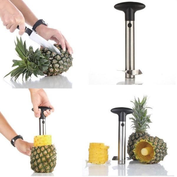 Ananas-skärare 1 st rostfritt stål 3 i 1 ananas-skärare ananas-skärare skivare 1 fruktskärare
