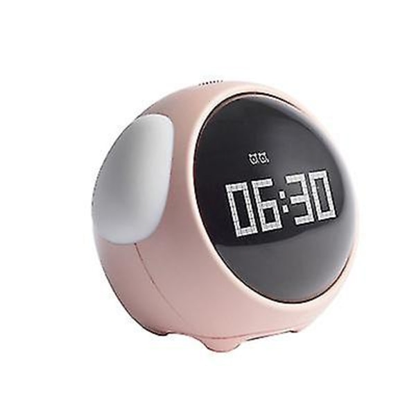Emoji-väckarklocka, elektronisk väckarklocka, nattlampa vid studentbädden, smart barnklocka (vanlig rosa)