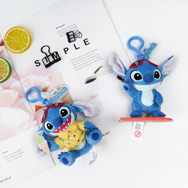 Stitch nøkkelring nøkkelringer anheng mini figur tegneserie plysj nøkkelring tema