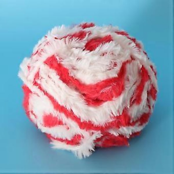 DIY Polyester Chunky för Stickning Roving Virkning 32 Meter/Härva Röd Vit Red White