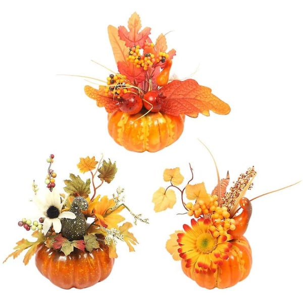 Set Of 3 Table Decorations Including Artificial Pumpkin Decorations