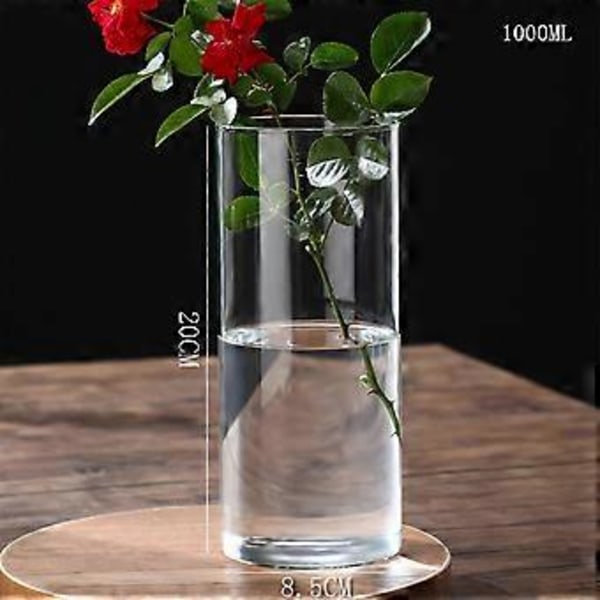 Klar Glas Blomstervase Minimalistisk Glasvase Cylinder Blomstervase til Bryllup Stue Dekorativ Gave 8.5x20cm