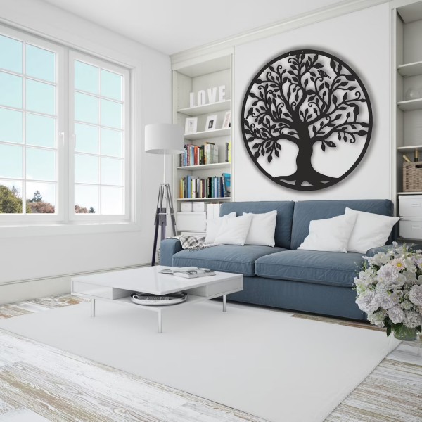 Metal Tree of Life Väggdekor Silhouette Art för Indoor Gift Outd