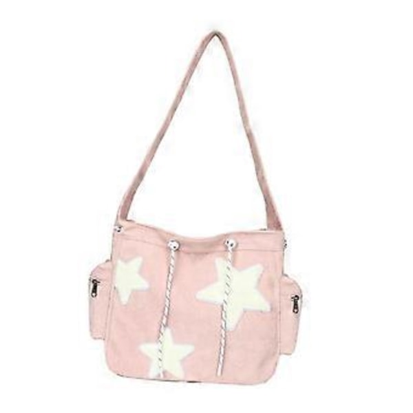 Axelväska Dam Corduroy Crossbody Väska Stilren Påse Portabel Handväska Satchel (Rosa) Pink