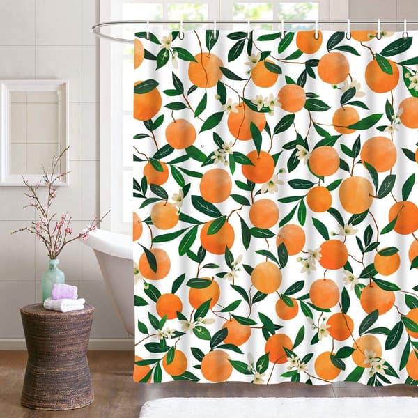 Oranssi vedenpitävä kangaskylpyhuoneverho, 180 * 180cm 12 koukulla