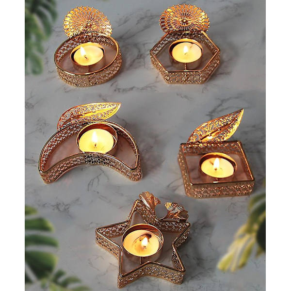 Metall Pentagram Ljusstake Prydnad Ljusstake för Matsal