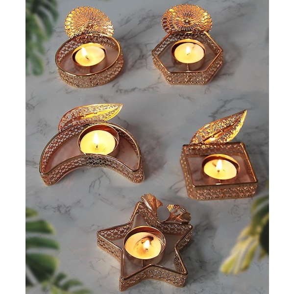 Metall Pentagram Ljusstake Prydnad Ljusstake för Matsal T