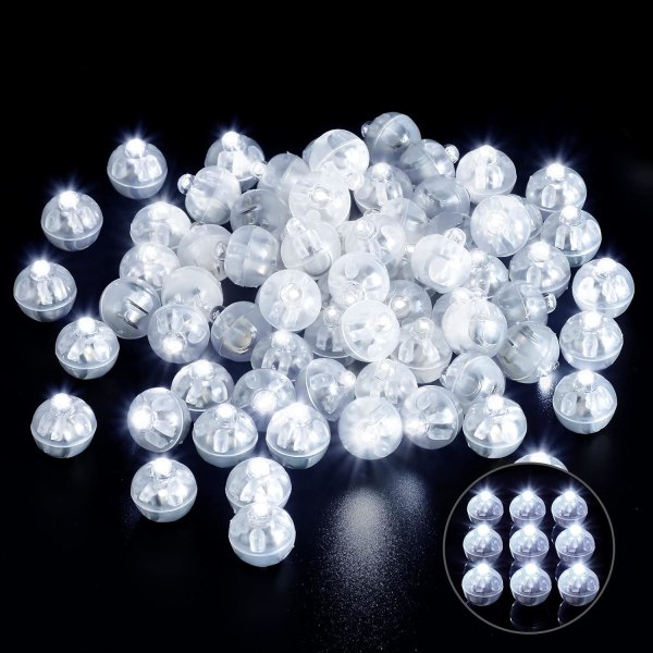 100 stk Mini Rund LED Ballonglys, Lang Standby Ballonglys