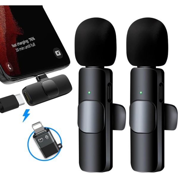 Wireless Lavalier Microphone for iPhone/iOS/Android, Portable Plu