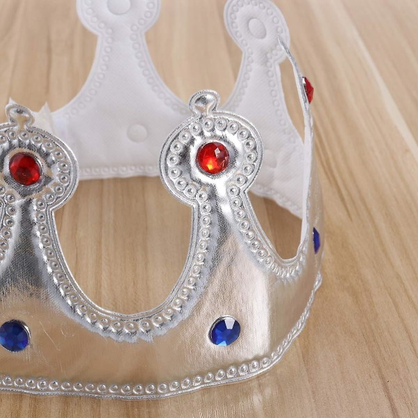 King Crowns Barnfödelsedagsfest Hatt Prinsessan Tiara Pannband Kostymtillbehör Festfavoriter（Silver）