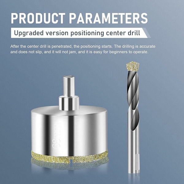 68mm Diamant Hulbor, Diamantbor med Center Guide Drill