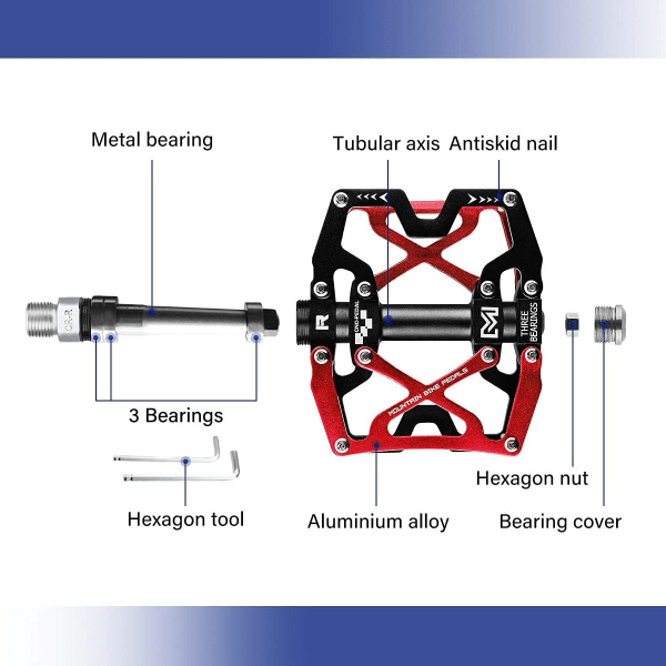 1 Pair Bike Pedals MTB Flat Pedals CNC Aluminum Body Platform Dia