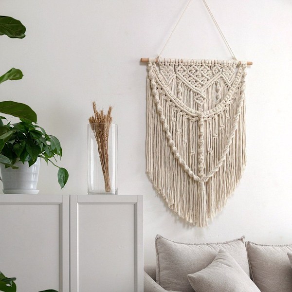 Vægtæppe macrame vægophæng, højde: 700 mm, håndlavet, boho væg