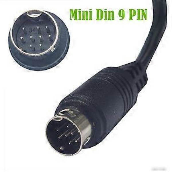 Holdbar S-videokabel Mini DIN 9Pin Han til Han Lydkabel til Spillekonsoller Videokabel DVR/PVR Tilslutningskabel 0.5m single bend