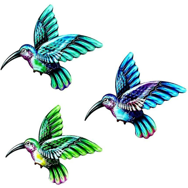 Taottu rautakolibri, ulkometallinen kolibrin veistokset seinätaide Metalli puutarhan seinätaide Veistokset Ripustettavat koristeet 3 kpl