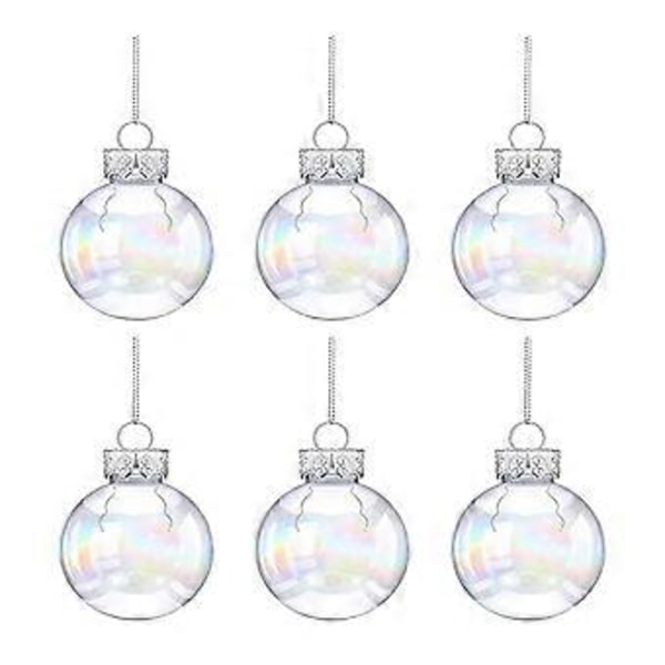 Klara Iriserande Julkulor, Fyllbara Kulor Ornament, Iriserande Kula Jul DIY Rund Klar Kula för Bröllopsfest Utomhus Julgran 6PCS