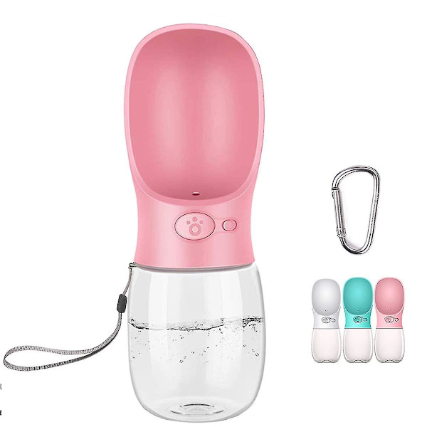 Bärbar hundvattenflaska hundpromenad reseflaska valpvatten läckagesäker hundvatten dricksflaska kopp 350 ml rosa