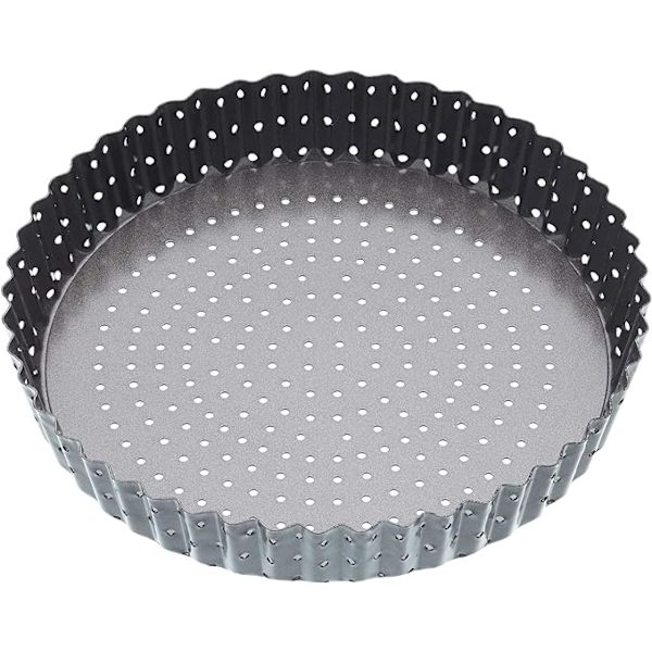 Grå 25 cm Non-Stick løs bund Riflet Tærteform/Quiche Pan