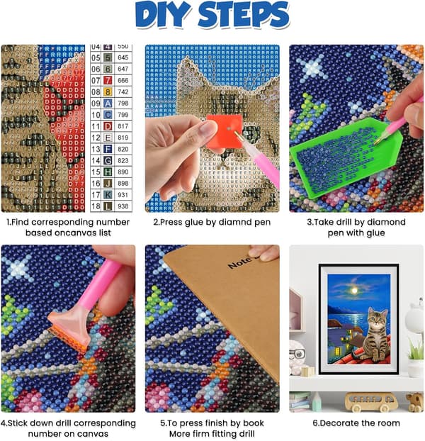 Diamantmålningssats för katt, DIY 5D diamantmålning konst