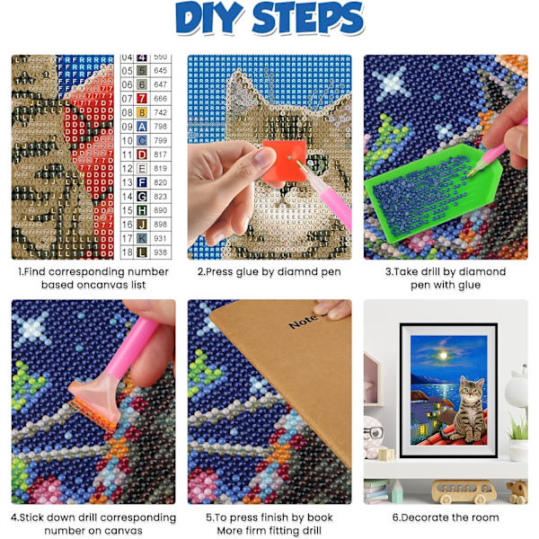 Kissan timanttimaalaussarja aikuisille, DIY 5D timanttimaalaustaide