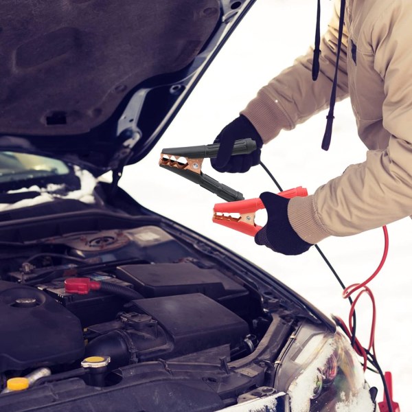 2 st röda och svarta batteriladdningsklämmor, isolerade krokodilklämmor