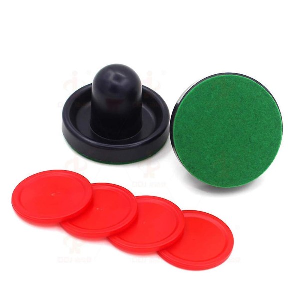 Air Hockey Pushers & Pucks Set, stor størrelse, (2 Navy Pushers + 2 Lints + 4 Røde Pucker)