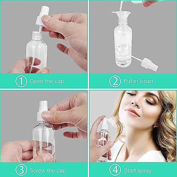 10 st 100 ml sprayflaska bärbar påfyllningsbar hållbar fin dimsprayflaskor vätskedispensrar