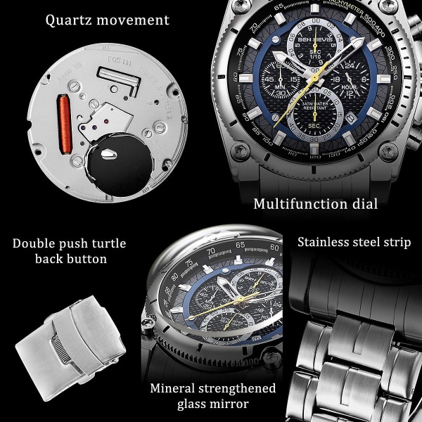 Ben Nevis Business Herrklocka Kvarts Sport Armbandsur (Blå)