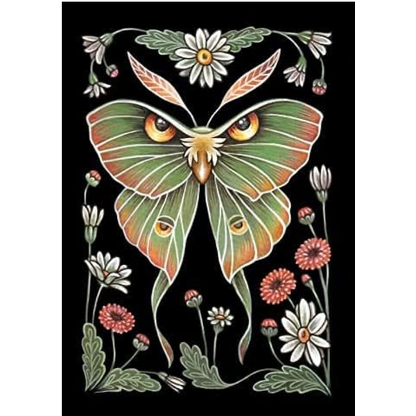 Diamantmaleri Kits til Voksne, 5D Diamantmaleri Luna Moth,
