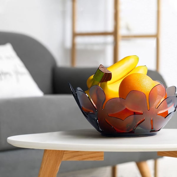 Grøn frugtskål - 10'' x 4,5'' - plast frugtskål, kronbladformet frugtkurv, rustfri, udhulet, dekorative frugtskåle (blå)