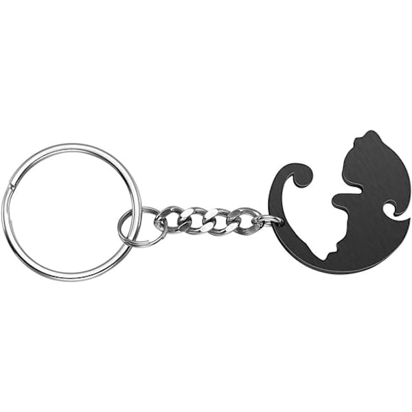 2 kpl Pariskoru Ystävyys Kissa Yin Yang Avainrengas Ruostumaton Teräs
