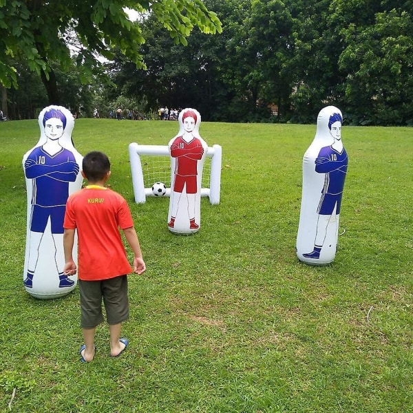 160 cm Fotbollsträning Uppblåsbar dummy-fotboll Träning Målvaktsställning Tumlar-tumlare Air Mannequin Defender（Blå）