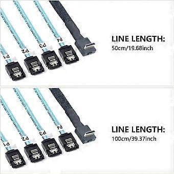 50/100cm PCIe OCuLink SFF 8611 4i til 4X 7P Datakabel Vinklet Design for Begrenset Plassforbindelse 1m