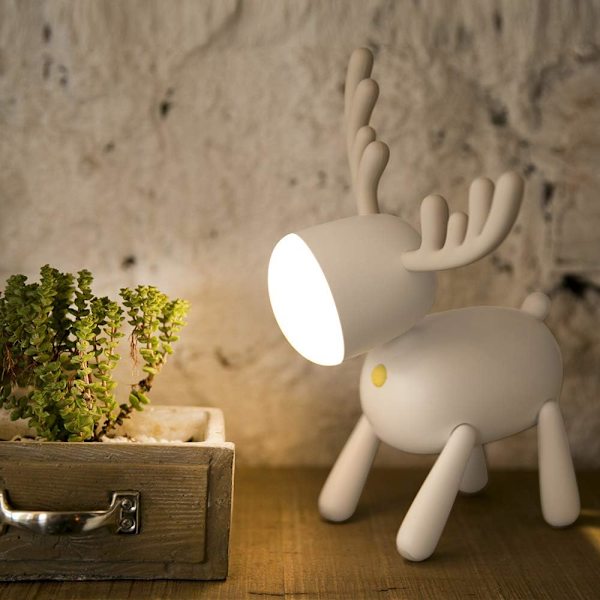 USB-laddning med sömn silikon LED älg ljus tecknad hjort natt