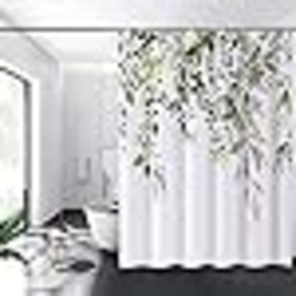 Blomster bruseforhæng med 12 kroge, maskinvaskbar, hurtig tørring, 180x180cm, blå