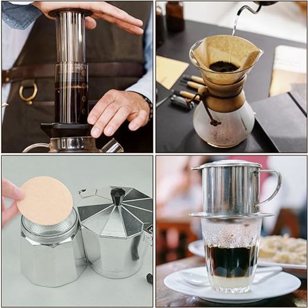 400-pakke ublekede kaffefiltre, 64 mm runde naturpapirerstatninger
