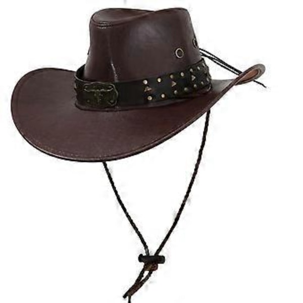 Cowboyhatt Dame Solbeskyttelse Hatt for Sceneopptreden Kostymerekvisitter Shopping (Brun)